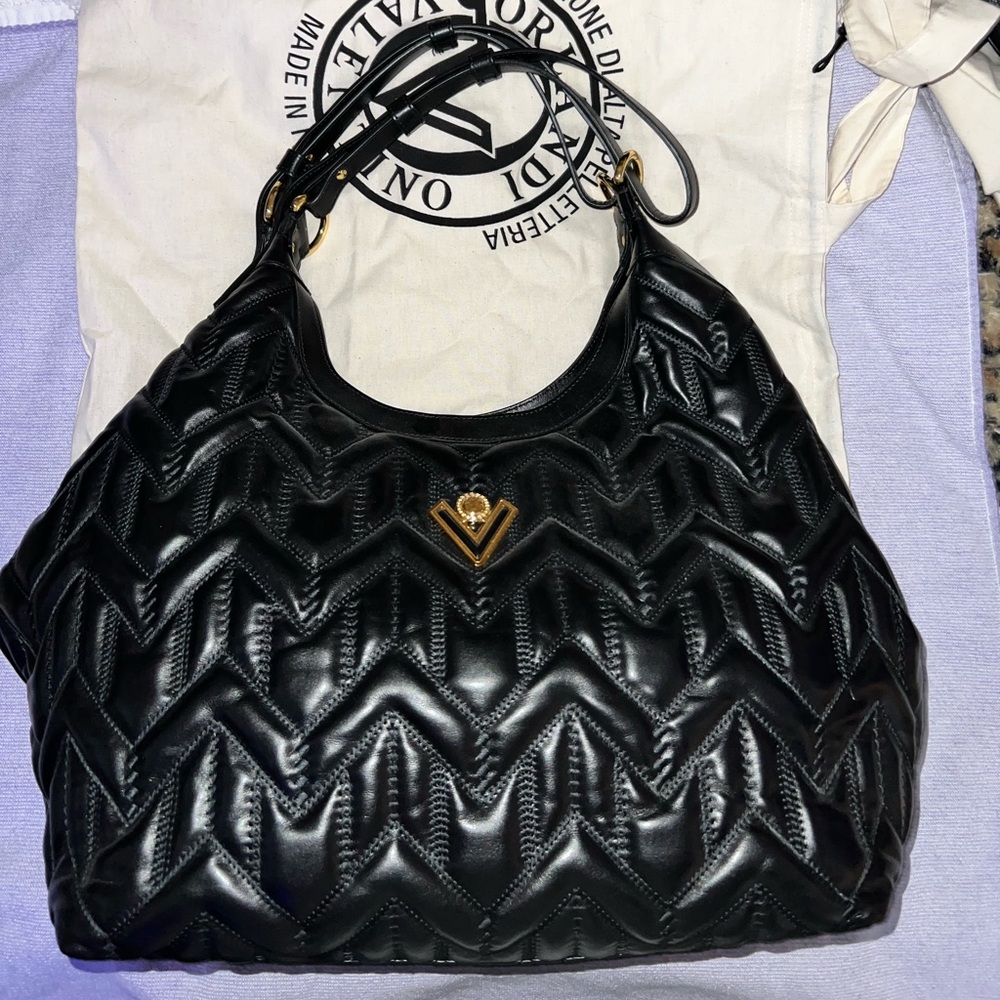 Orlandi Valentino Oversized Black Leather Tote